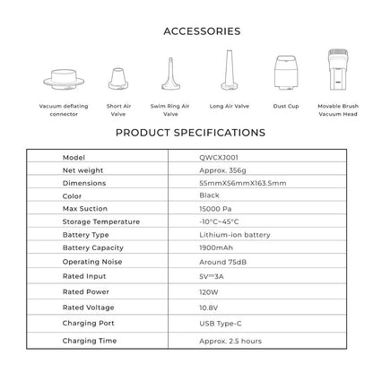 HOTO Compressed Air Capsule, 4-in-1 Work Station, Air Duster & Handheld Vacuum